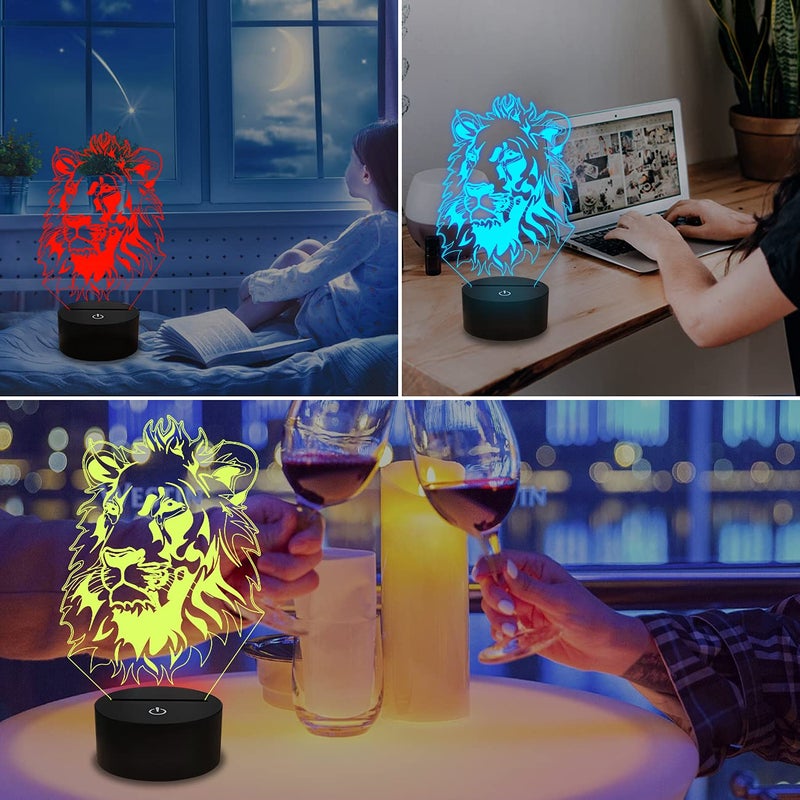 FULLOSUN Lion Night Light, King Lion Gift 3D Illusion Lamp for Kids Bedside Lamp with Remote Control 16 Color Changing Xmas Halloween Birthday Gift Cool Room Decor for Child Baby Boy - Image 5